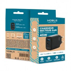 Mobilis Power adapter fast, gan 45 Watt QC, PDPPS 2 001363