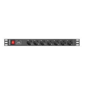 Lanberg PDU-07F-0200-BK, 1U, Horizontal, Black, 7 AC outlet(s), T