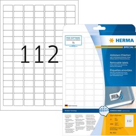 HERMA Removable labels A4, 25,4 x 16,9 mm, white