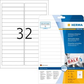 HERMA Removable labels A4, 96 x 16,9 mm, white