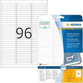 Removable labels A4, 63,5 x 8,5 mm, white