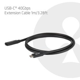 CLUB3D USB-C 40Gbps Extension Cable 1m USB C, USB C, Black