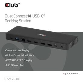 Club 3D 14-in-1 Quad-Display-Dockingstation, USB-C 3.1
