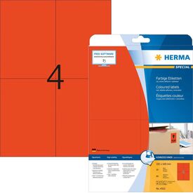 HERMA Coloured labels A4, 105 x 148 mm, red,
