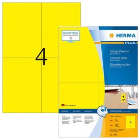 HERMA Coloured labels A4, 105 x 148 mm, yellow, permanent adhesion