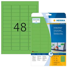 HERMA Coloured labels A4, 45,7 x 21,2 mm, green, removable