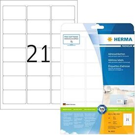 HERMA PREMIUM Address labels A4, 63,5 x 38,1 mm, white
