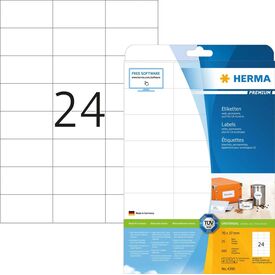 HERMA PREMIUM labels A4, 70 x 37 mm, white, white, 4390