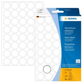 HERMA Sealing label 19 mm diameter transparent polyester 2257