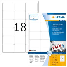 Removable labels A4, 63,5 x 46,6 mm, white