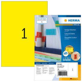 HERMA Coloured labels A4, 210 x 297 mm, yellow