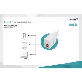 DIGITUS DA-10061 15.5W Dual USB-A Wall Charger