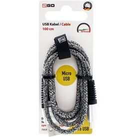 2GO USB-A to Micro-USB Cable 1m Nylon Silver