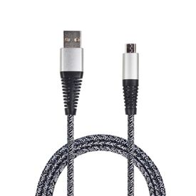 2GO USB-A to Micro-USB Cable 1m Nylon Silver