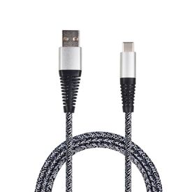 2GO USB-A to USB-C Cable 1m Nylon Silver