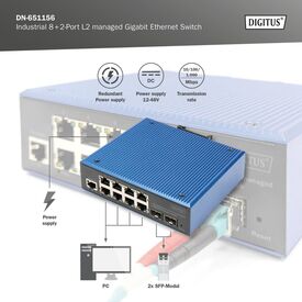 Digitus DN-651156 Industrial L2 Managed Switch DIN Rail