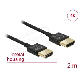 Delock 84773 Slim HDMI Cable 2m 4K 60Hz Triple Shield