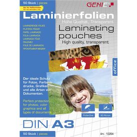 GENIE Laminating Pouches DIN A3 80 Micron 50 Sheets