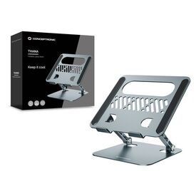 Conceptronic Foldable Laptop Stand, Adjustable Height Single monitor mount Storage Grey