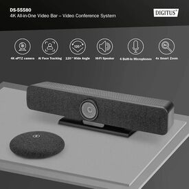 DIGITUS 4K All-in-One Video Bar Pro USB-C AI ePTZ