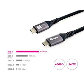Equip 128380 USB4 Cable | 0.5m | 40Gbps | PD 3.1 240W