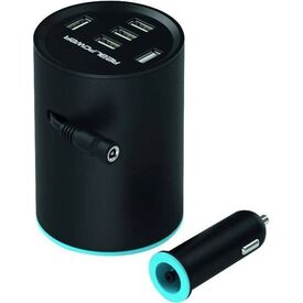 RealPower Tube 5 5-Port USB Car Charger | 50W | Black
