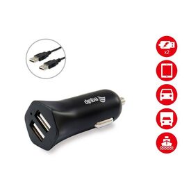 equip 2-Port 12W USB Car Charger | 2× USB-A | Black