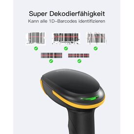 Inateck BCST-21 Black Wireless 1D Barcode Scanner Bluetooth USB