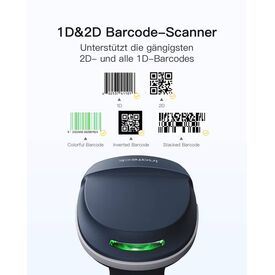 Inateck BCST-54 – 1D/2D Wireless Scanner, Bluetooth 5.0 + Smart Base, Black