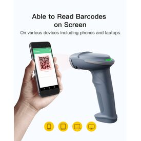 Inateck BCST-54 – 1D/2D Wireless Scanner, Bluetooth 5.0 + Smart Base, Blue