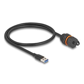 Delock USB 5 Gbps Cable | Type-A male to Type-A female installation | IP68 | black