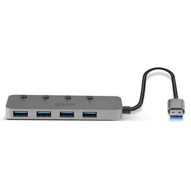 Lindy 43309 4-Port USB 3.0 Hub On/Off Switches Grey