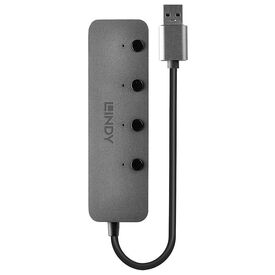 Lindy 43309 4-Port USB 3.0 Hub On/Off Switches Grey