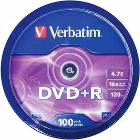 Verbatim 43551 DVD+R 4.7GB 16x AZO 100-Pack Spindle Silver