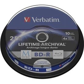 Verbatim 43825 M-DISC BD-R 25GB 4x Printable 10-Pack Spindle