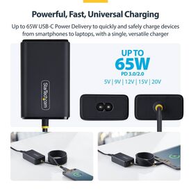 StarTech 65W USB-C Laptop Charger PD 3.0 with 1.5m Cable