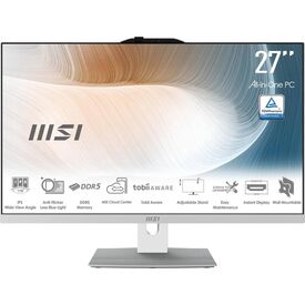 MSI Modern AM272P 1M-1236AT 27" All-in-One PC, Core i7 Mobile, 16 GB RAM, 512 GB SSD, White, Windows 11 Home Core i7 Mobile