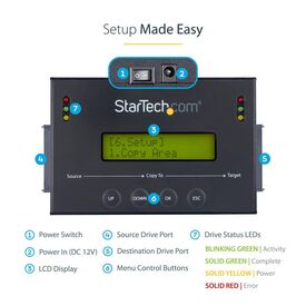 StarTech.com Standalone 2.5 / 3.5” SATA Hard Drive Duplicator w/ Multi HDD / SSD Image Backup Library
