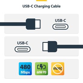 StarTech.com USB-C Cable 3 m 60W White