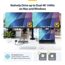 StarTech 208UE USB4 Dock Dual DisplayPort 4K 100W PD 2.5GbE