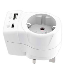 SKROSS Europe to UK Travel Adapter Type G with USB-C/USB-A