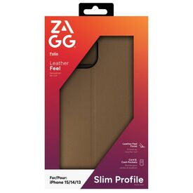 ZAGG Folio Case for Apple iPhone 17e 16e 15 14 13 Brown