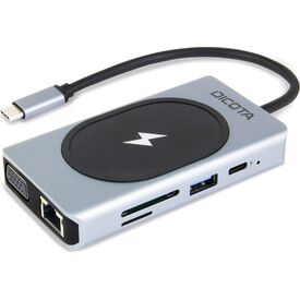 DICOTA D32059 10-in-1 USB-C Charging Dock HDMI 4K VGA Gigabit LAN 100W PD 15W Wireless Charging