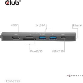 Club 3D CSV-2553 7-in-1 USB-C Hub HDMI 4K 60Hz Gigabit Ethernet 100W PD