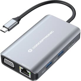 Conceptronic DONN21G 7-in-1 USB-C Dock HDMI 4K 30Hz VGA Gigabit Ethernet 100W PD