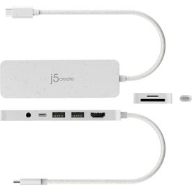 j5create JCD373EW USB-C Hub 4K HDMI 60W PD Card Reader