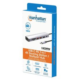 Manhattan 153966 USB-C 7-in-1 4K Docking Station Hub