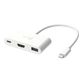 j5create JCA379EW-N Eco-Friendly USB-C Adapter HDMI 4K 30Hz USB-A 5Gbps 100W PD White