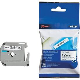 Brother M-K231BZ Black on White 12mm M Label Tape