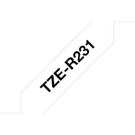 Brother TZe-R231 Black on White Satin Ribbon 12mm x 4m